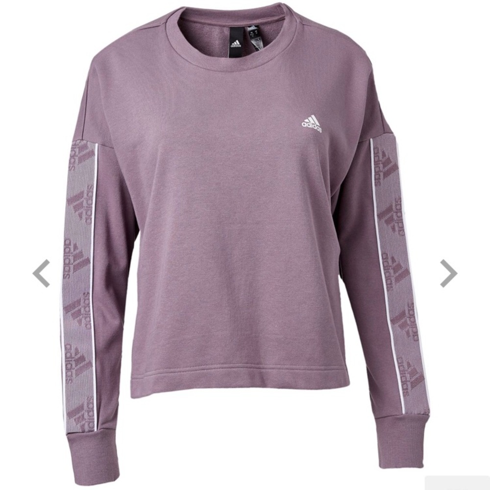 Adidas crop crewneck side slit purple sweatshirt